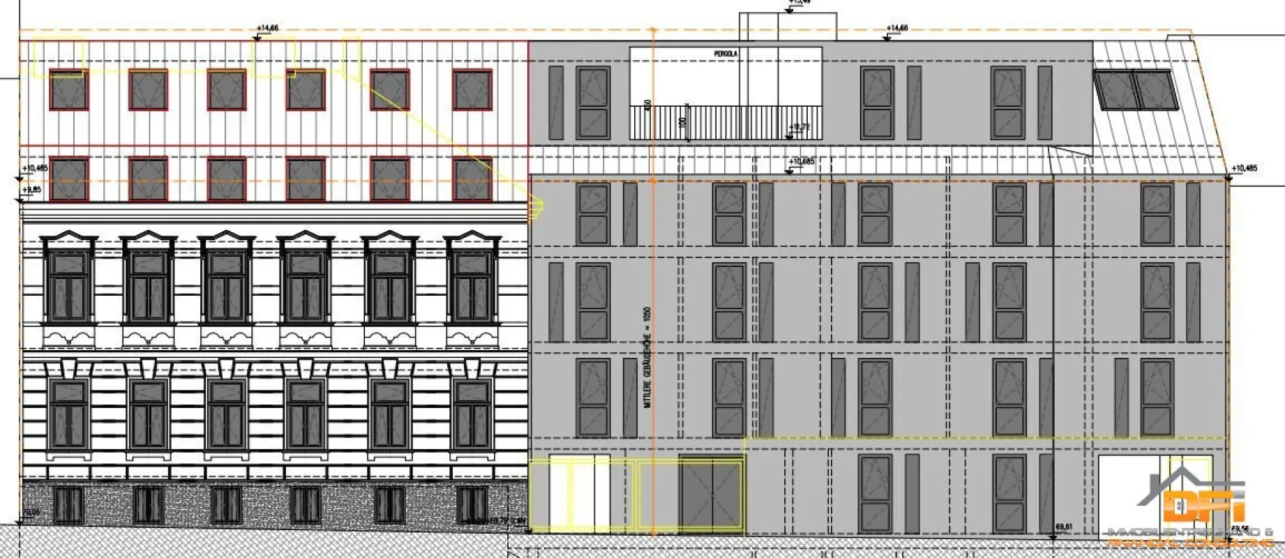 GERSTHOF - Bauträger aufgepasst: Baubewilligtes Projekt (41 Wohnungen, 1 Büro, 1 Atelier und 17 Abstellplätze) in sehr guter Lage - Bild 1