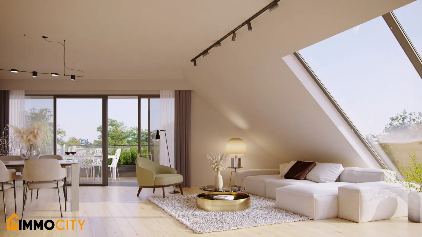 Dachtraum (Top 6), 2 Zimmer, Erstbezug, Erstklassige Ausstattung, Neubau im Grünen + XL Terrasse 97 m²! Das pure Wohnerlebnis im 23. Bezirk! - Bild 1