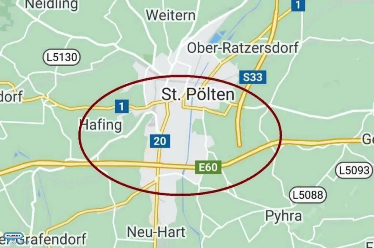 St. Pölten Süd/Nähe A1 Auffahrt - Gewerbegrundstücke von ca. 1.200 m² bis ca. 4.200 m² langfristig zu mieten (Baurecht möglich) - Bild 1