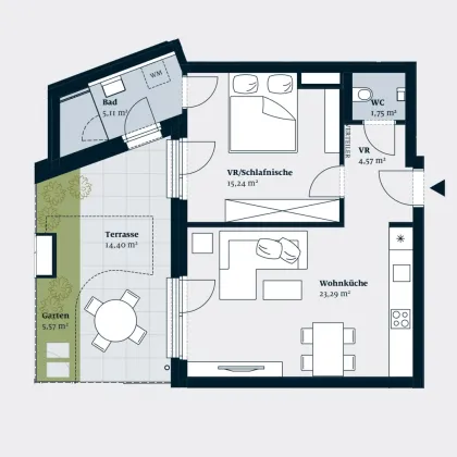 COOL BLEIBEN: GARTENWOHNUNG MIT 2 ZIMMERN - Bild 2