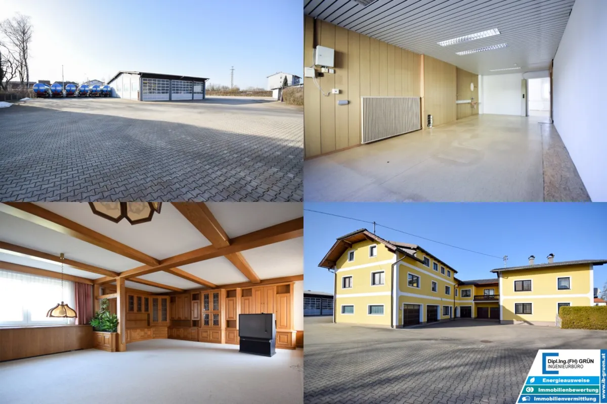 Speditionsbetriebe, Baufirmen, etc. aufgepasst! 7133m² Gewerbeobjekt - Wohnungen, Betriebshalle, Büro, befestigtes Freigelände, Garagen, Betriebstankstelle, uvm. - Bild 1