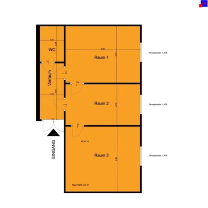 7000 Eisenstadt-Zentrumsnähe 66m² und 100m² Bürofläche mit sehr guten Grundriss ! - Bild 3