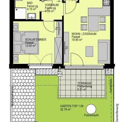 Gemütliche 2-Zimmer-Wohnung mit Garten - Top 1.04 - Bild 3