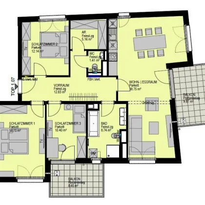 ERSTBEZUG - Großzügige 4-Zimmer-Wohnung - Top 1.07 - Bild 3