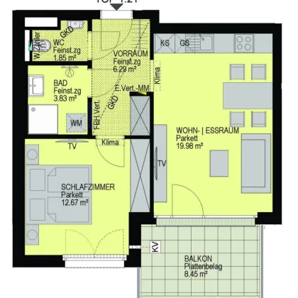 Schöne 2-Zimmer-Wohnung mit Klimaanlage - Top 1.21 - Bild 3
