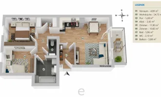 Altbau-Etagenwohnung im 2. OG, TOP 5, bis 31.1.2026 befristet vermietet!