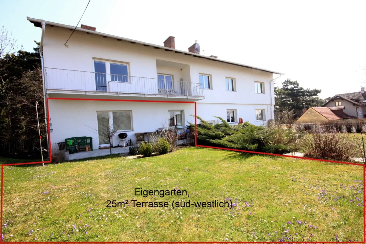 BADEN, Hochstraße 28: direkt am Kurpark gelegen: 3-Zimmer Mietwohnung mit eigenem Garten - direkt vom Wohnzimmer aus (900 Meter in die FuZo) - Bild 1