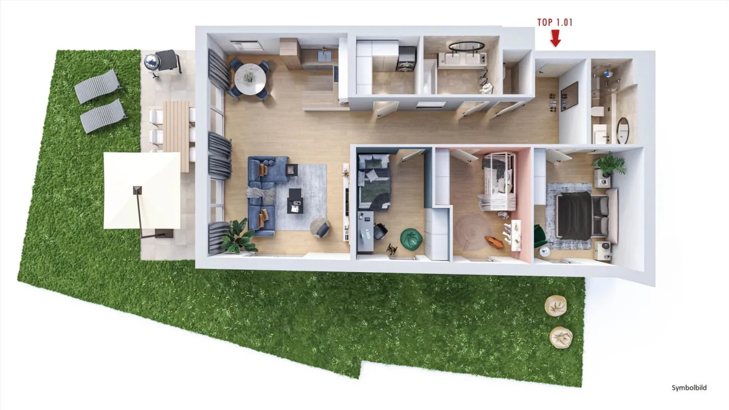 NEUBAU - Traumhafte Gartenwohnung mit Terrasse in Purkersdorf - Top 1.01 - Bild 1