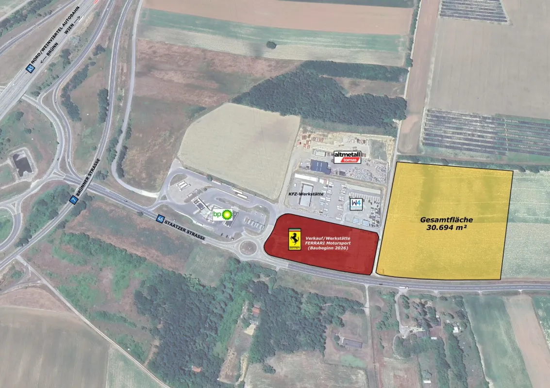 A5 Abfahrt Schrick - Gewerbegrundstück 15.000 m² oder 30.694 m² zu kaufen - Bild 1