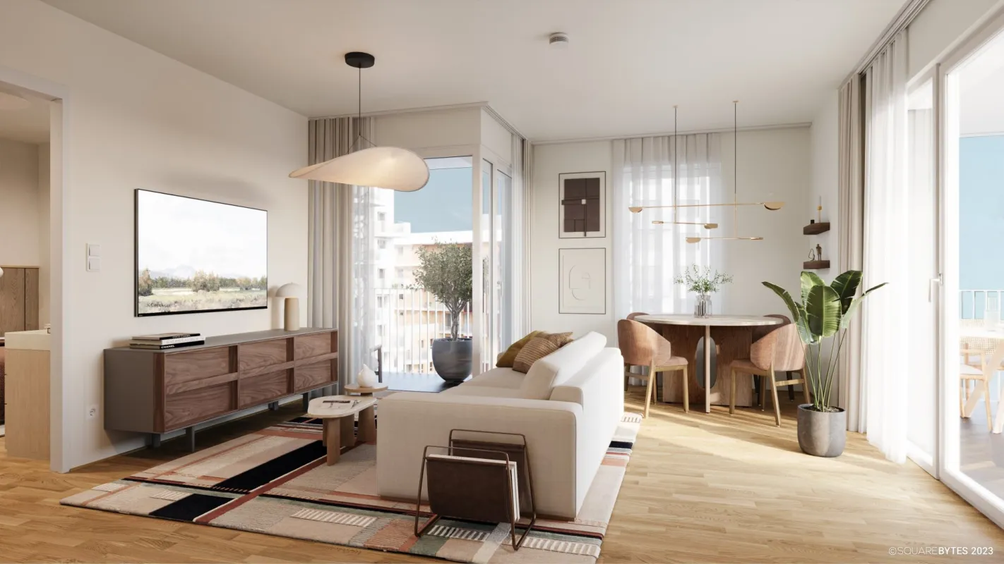 BEZUGSFERTIG & PROVISIONSFREI - 2-Zimmer Eigentumswohnung mit zwei großen Balkonen im „Village im Dritten – PEAK HOMES“ Top 63 - Bild 1