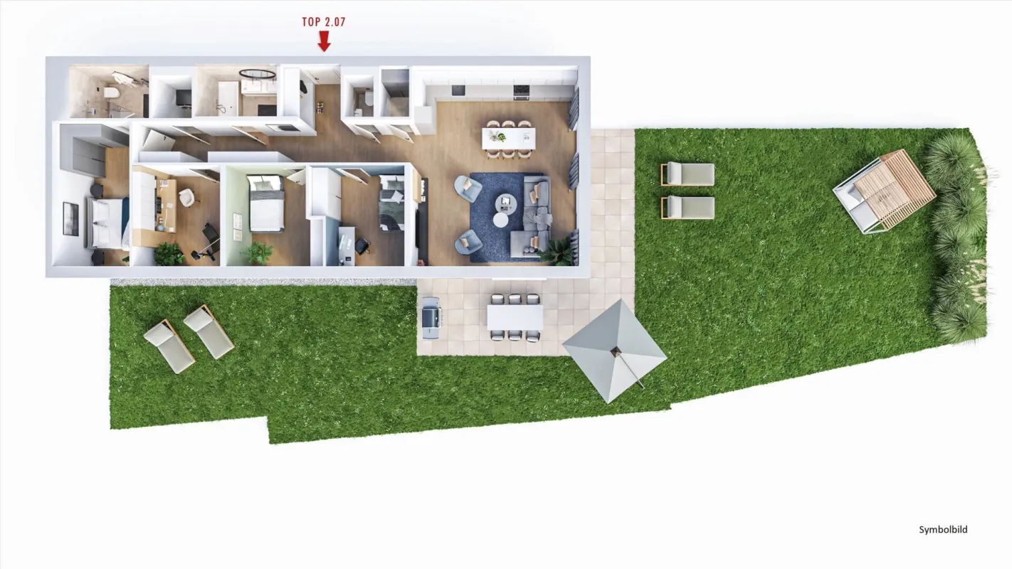 Luxuriöse 5-Zimmer Garten-Wohnung - Top 2.07 - Bild 1