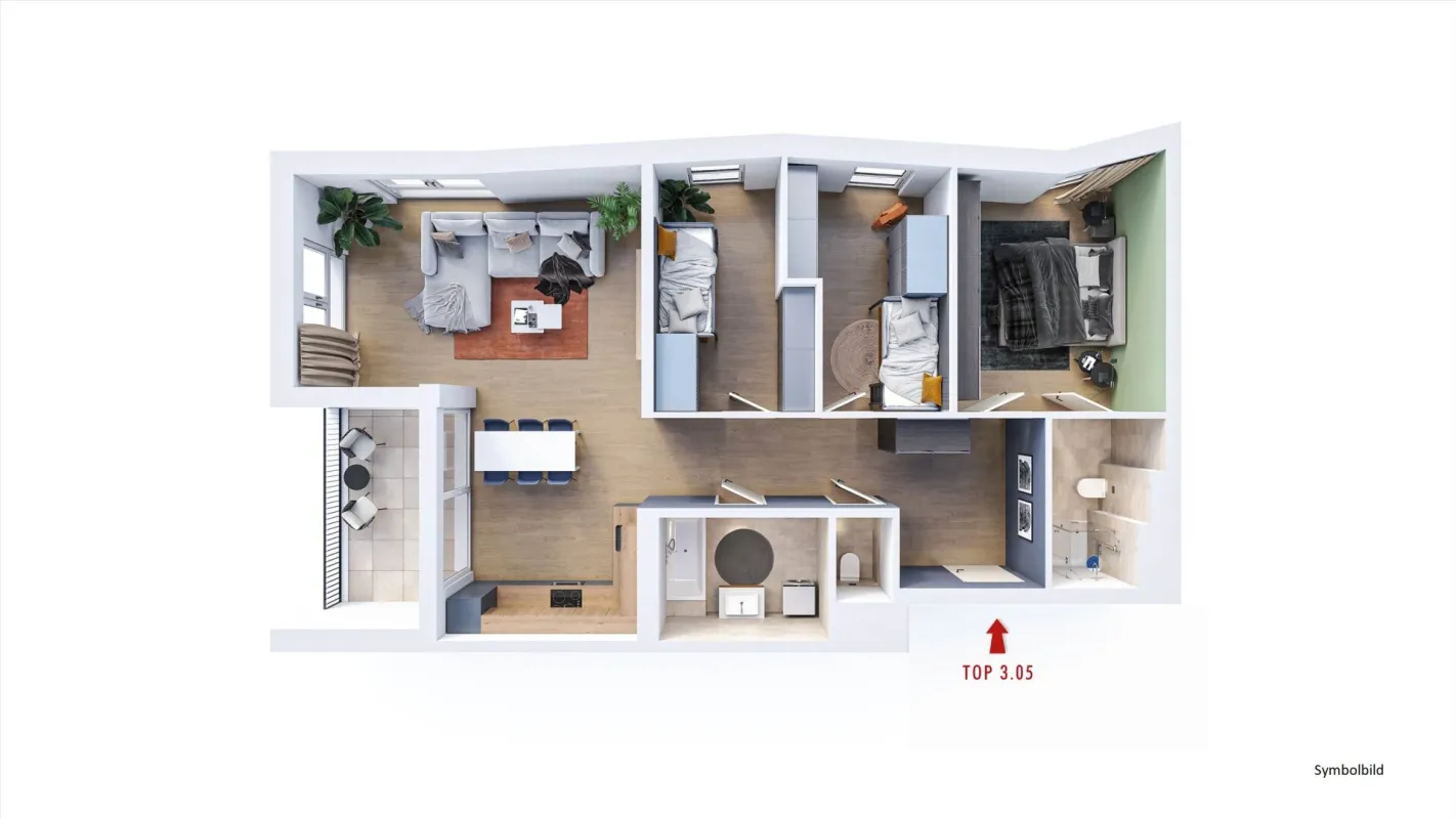 4-Zimmer Wohnung mit südseitiger Loggia - Top 3.05 - Bild 1