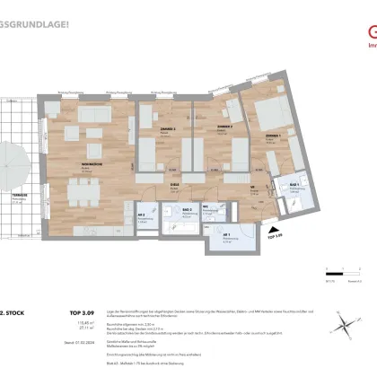 Südseitige 4-Zimmer Wohnung mit großer Terrasse - Top 3.09 - Bild 2