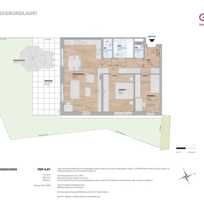 Erstklassige 3-Zimmer-Wohnung mit Garten und Terrasse - Top 4.01 - Bild 2