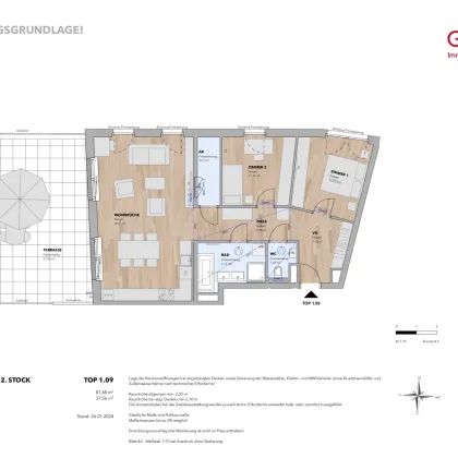Attraktive 3-Zimmer-Wohnung mit großer Terrasse - Top 1.09 - Bild 2