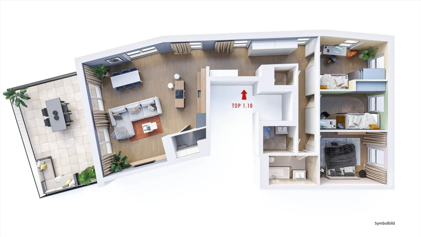 Wunderschöne Dachgeschoßwohnung mit großer Terrasse - Top 1.10 - Bild 1