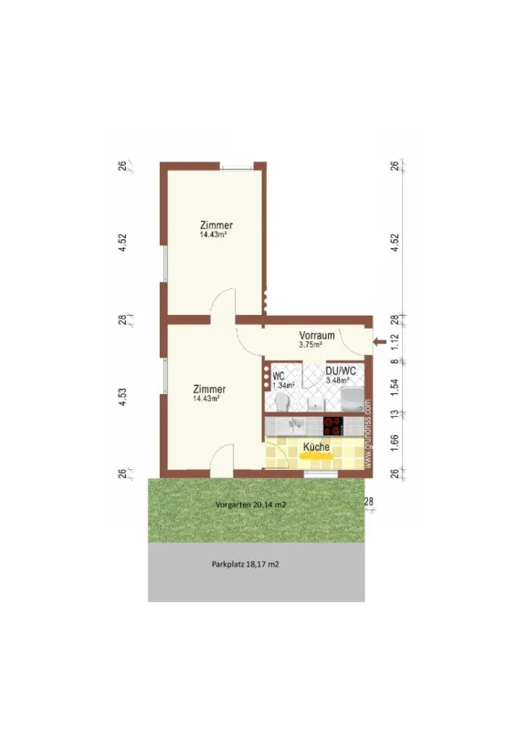 Sonnige und leistbare Gartenwohnung mit 2 Zimmern - provisionsfrei auf www.riedersbach.com - Bild 1