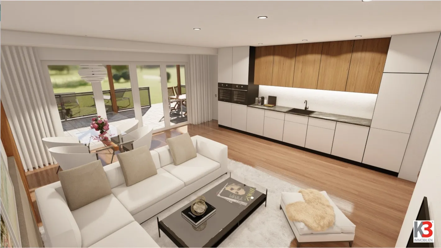 K3 -WUNDERSCHÖNE 3 ZIMMER GARTENWOHNUNG  in Ruhelage und Stadtnähe. NEUBAUPROJEKT RESIDENZ ST MICHAEL am Zollfeld:  moderne Wohnanlage am Fuße des Magdalensberges. - Bild 1