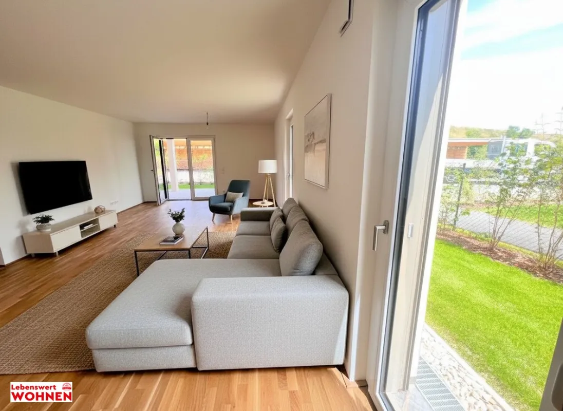 Miete mit Kaufoption und Fixkaufpreis | Gartenwohnung im Wohnpark Giardino mit POOL | nur 20 Minuten nach WIEN - Bild 1