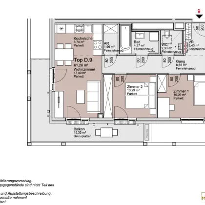 Nähe Donauzentrum: Traumhafte 3-Zimmer Wohnung mit 15qm Balkon - Bild 2