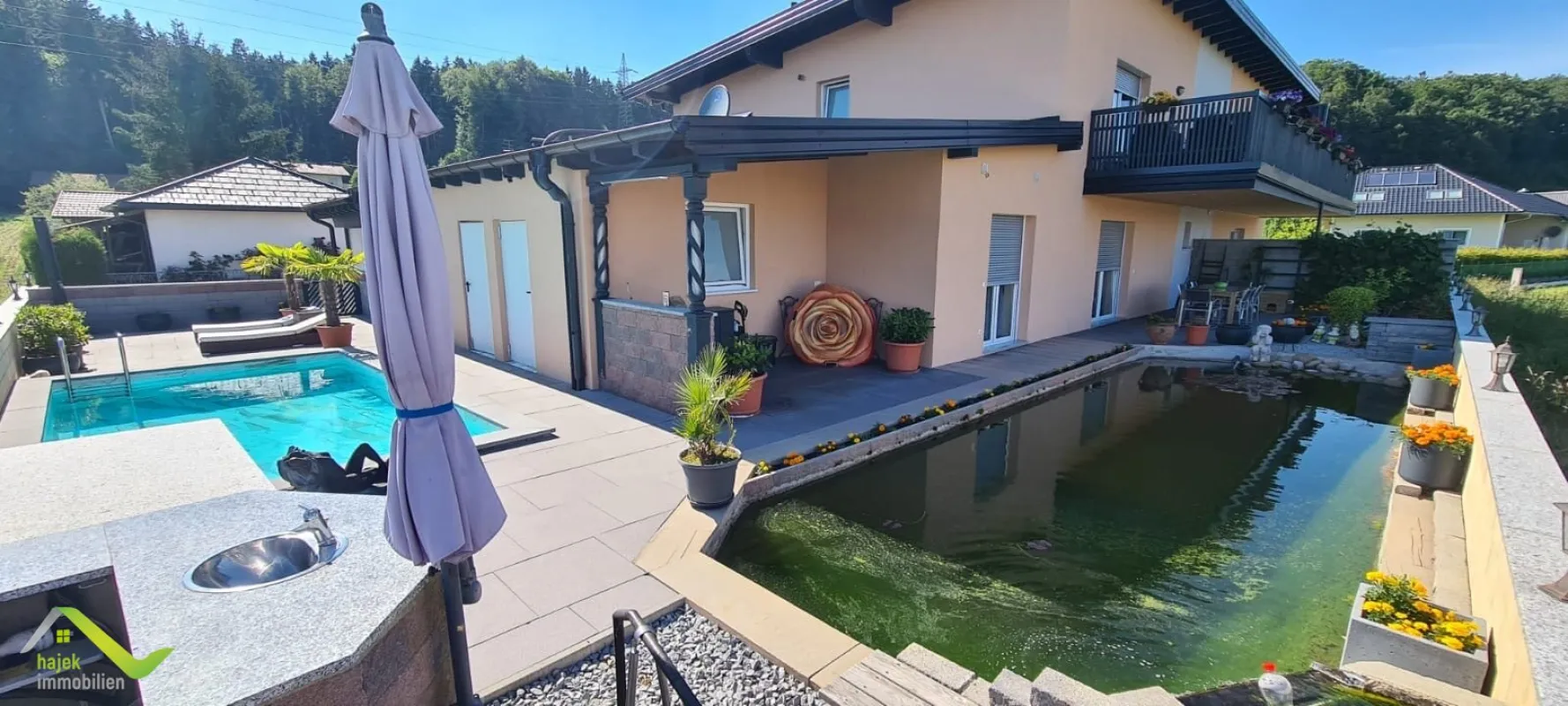 Wohnparadies mit Pool,Teich, Einliegerwohnung und Doppelcarport in absoluter Ruhelage - Bild 1