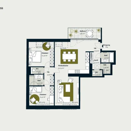 3-ZIMMER DG WOHNUNG MIT GROßZÜGER WOHNKÜCHE UND BALKON - Bild 2