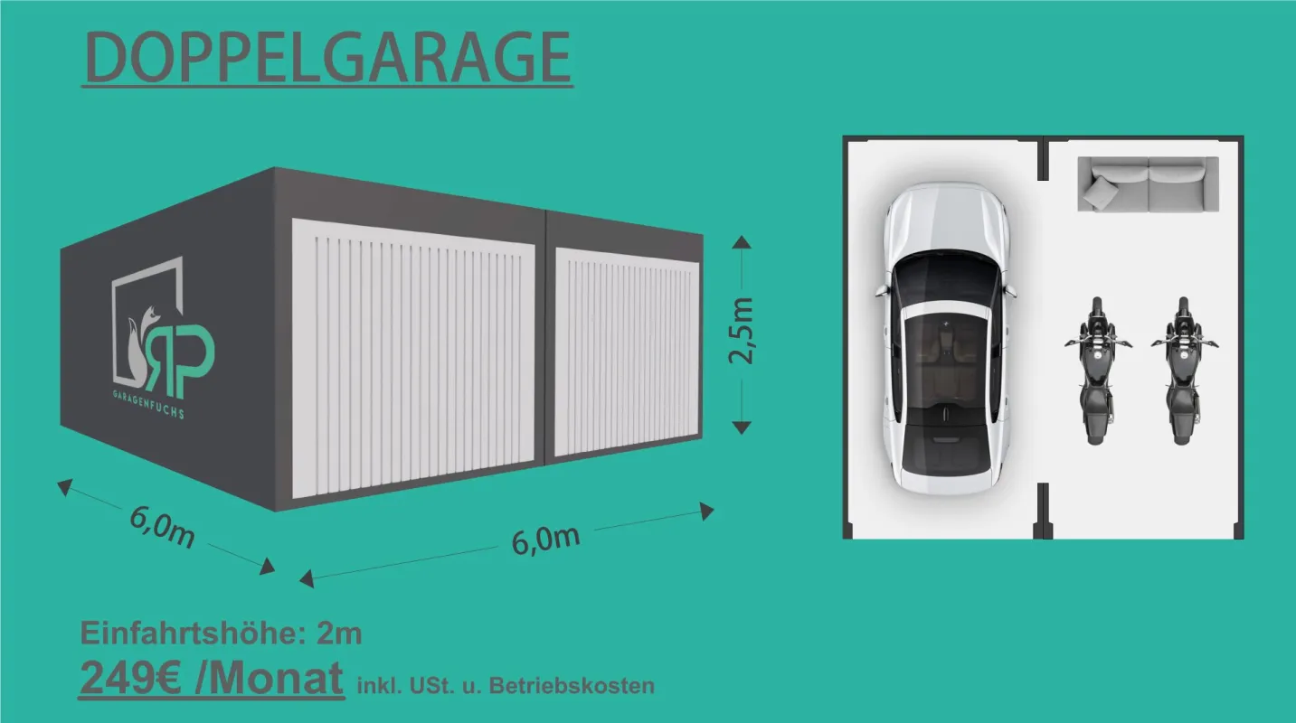 Garagen in unterschiedlichen Größen zu mieten! Variante: Doppelgarage - Bild 1
