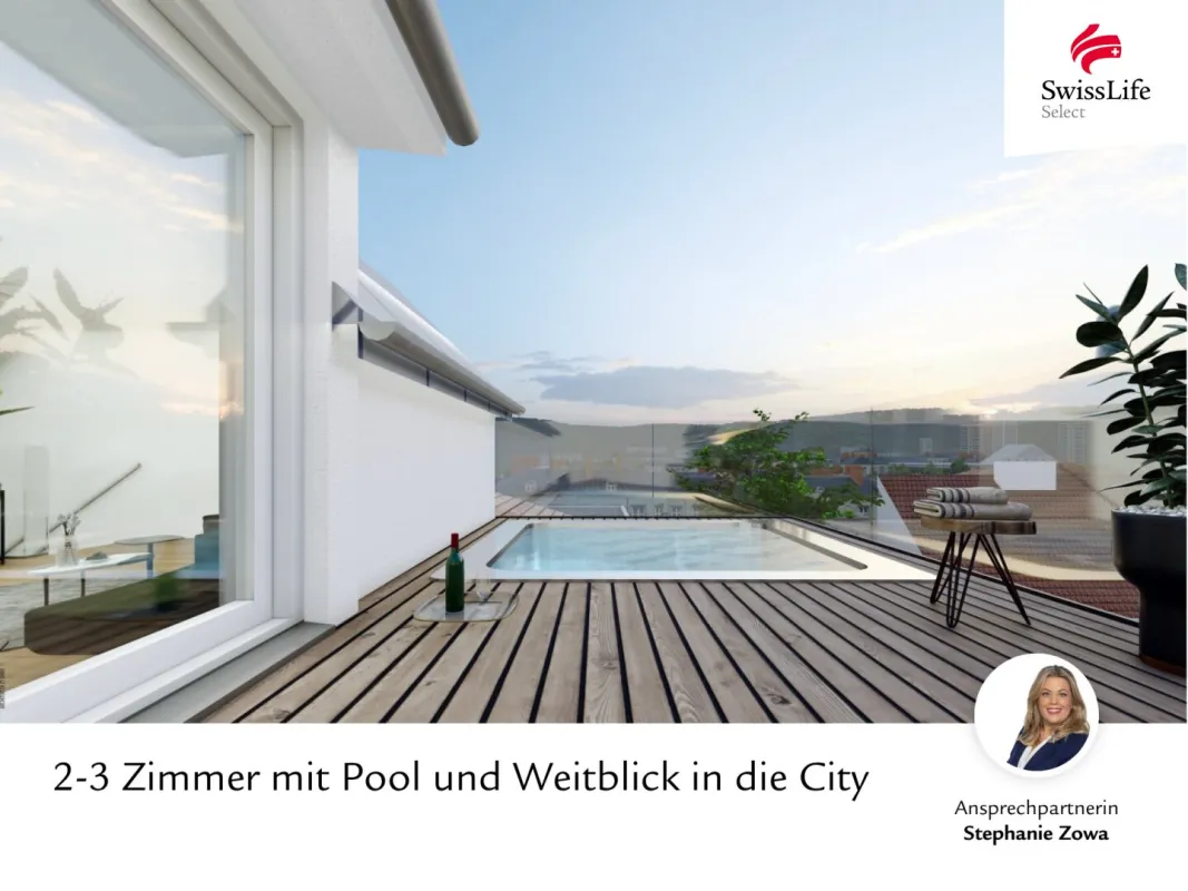 2-3 Zimmer mit Pool und Weitblick in die City - Bild 1