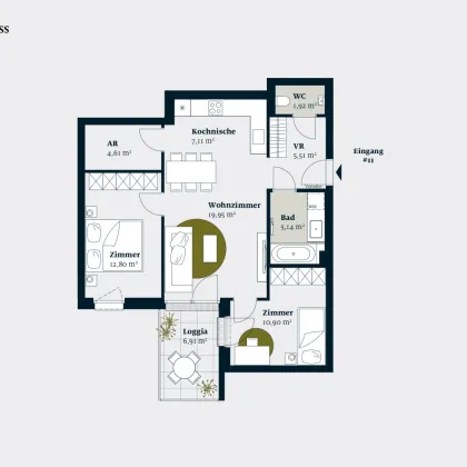 HOFSEITIGE 3-ZIMMERWOHNUNG IM HOCHWERTIGEN NEUBAU - Bild 3