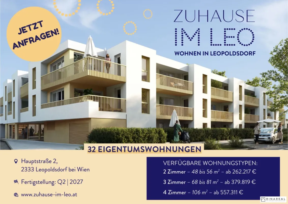 FÜR ANLEGER // Zuhause IM LEO | Gut geplante 3 Zimmer Wohnung mit Balkon | 2.OG | Tiefgarage im Gebäude | Hauptstraße | Frühjahr 2027 - Top 31 - Bild 1