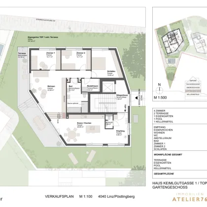 DAS KEIML am Auberg: Einzigartige Lage, grandioser Panoramablick über das wunderschöne Petrinum und die Stadt Linz - Erstbezug - Bild 3