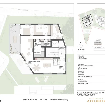 DAS KEIML am Auberg: Einzigartige Lage, grandioser Panoramablick über das wunderschöne Petrinum und die Stadt Linz - Erstbezug - Bild 3