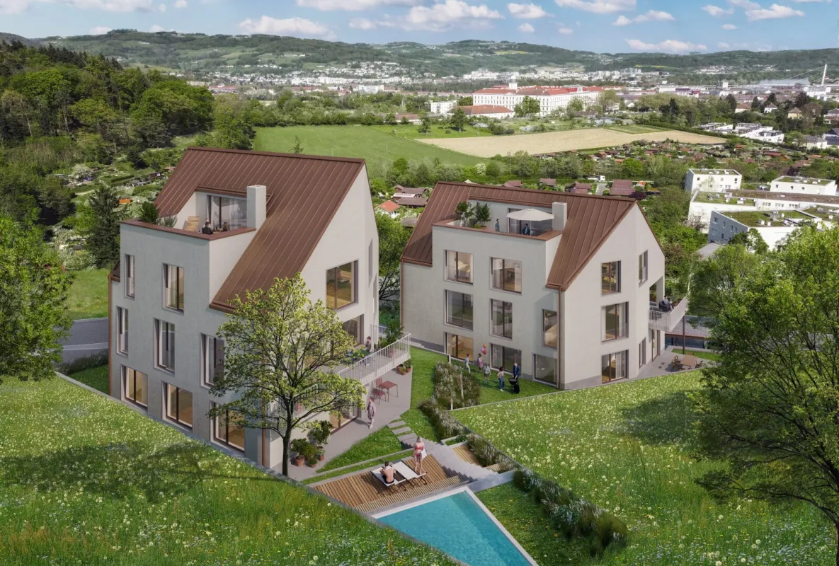 DAS KEIML am Auberg: Einzigartige Lage, grandioser Panoramablick über das wunderschöne Petrinum und die Stadt Linz - Erstbezug - Bild 1