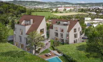 DAS KEIML am Auberg: Einzigartige Lage, grandioser Panoramablick über das wunderschöne Petrinum und die Stadt Linz - Erstbezug