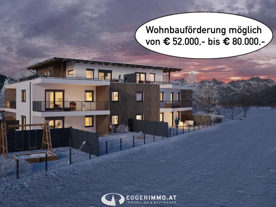 "Green Base" -  Wohnen im Grünen, Neubau 2-Zimmerwohnung, großer Balkon, ausgezeichnete Lage in Maishofen, Wohnbauförderung mögl. - Bild 1