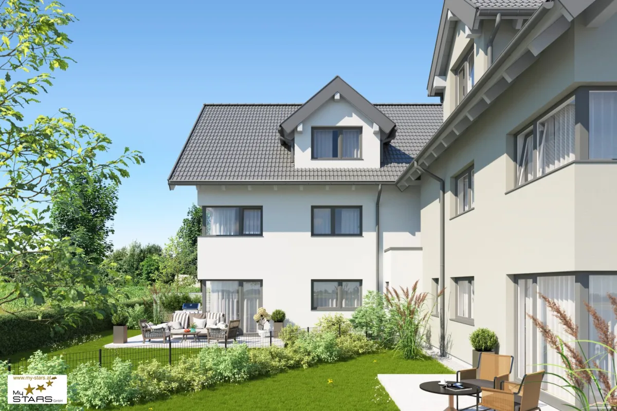 Doppelhaushälften in Lamprechtshausen: Erstbezug mit 5 Zimmern, Garten & Terrassen für 649.000 € - belagsfertig! - Bild 1
