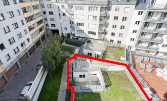 Büro/Praxis mit 4 Räumen: ca. 106 m2, ca. 8 m2 Terrasse und ca. 18 m2 Garten in U-Bahn-Nähe (Bürowidmung)