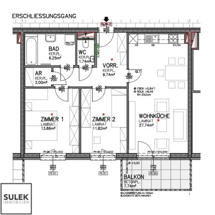 Guter Grundriss! ERSTBEZUG in Eisenstadt! 3 Zimmer, Balkon, 2 KFZ-Stellplätze (in der Miete bereits inkludiert!) - Bild 2