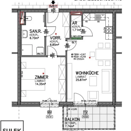 Perfekt geschnittene 2 Zimmer Wohnung mit sonnigem Balkon - ERSTBEZUG nahe Bahnhof Eisenstadt! - Bild 2
