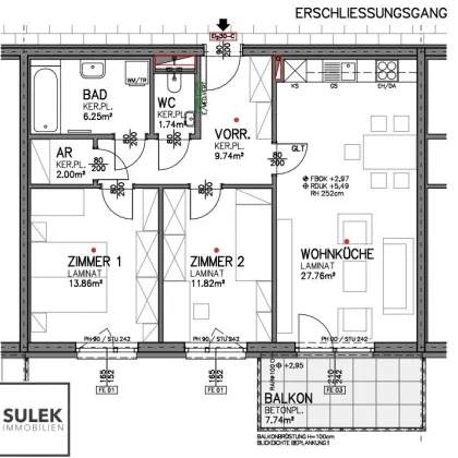 Go2Eisenstadt! Freundliche, helle 3 Zimmer Erstbezugswohnung + Balkon + Parkplätze - Bild 2