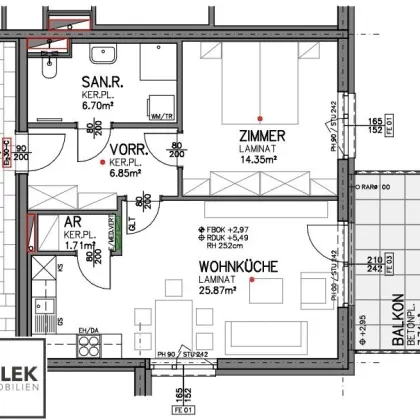 Go2Eisenstadt! Freundliche, helle 2 Zimmer Erstbezugswohnung + Balkon + Parkplätze - Bild 2