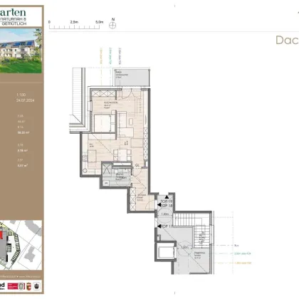 Augarten, Top 18: 2-Zimmer Dachgeschosswohnung - Bild 2