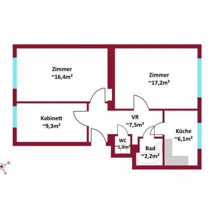 Provisionsfrei I Lage mit sehr viel Zukunftspotential I  Nur 3 Gehminuten zum Matzleinsdorfer Platz = U2 ab 2030 I 3. LIFT Etage I Preissteigerungspotenzial I auch WG-tauglich - Bild 3