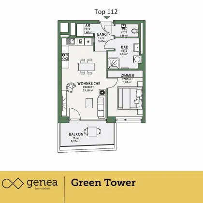 Unbefristet | Green Tower | Die neue Art des Wohnens in Graz | Erstbezug - Bild 3