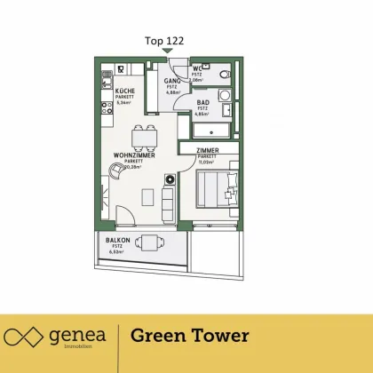 Unbefristet | Green Tower mit Blick auf den Schloßberg | Wohnen mit Weitblick | Erstbezug - Bild 3