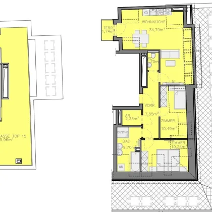 Modernes Neubau-Penthouse am Kutschkermarkt – Erdwärme, Fußbodenheizung & großzügige Dachterrasse! Garagenstellplatz - Bild 3