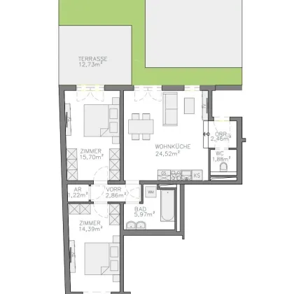 Airbnb Möglichkeit - Neubau - Gartenwohnung am Kutschkermarkt – Garagenstellplatz optional - Bild 3