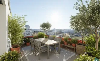 PROVISIONSFREI - ERSTBEZUG - Bezugsfertige, klimatisierte Dachmaisonette-Wohnung mit 3 Schlafzimmern, Wohnküche und 45 m² Terrassen