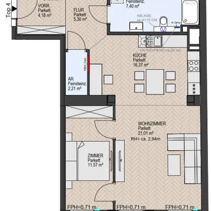 Altbaucharme: 2-Zimmer Wohnung - Top 2.04 - Bild 3