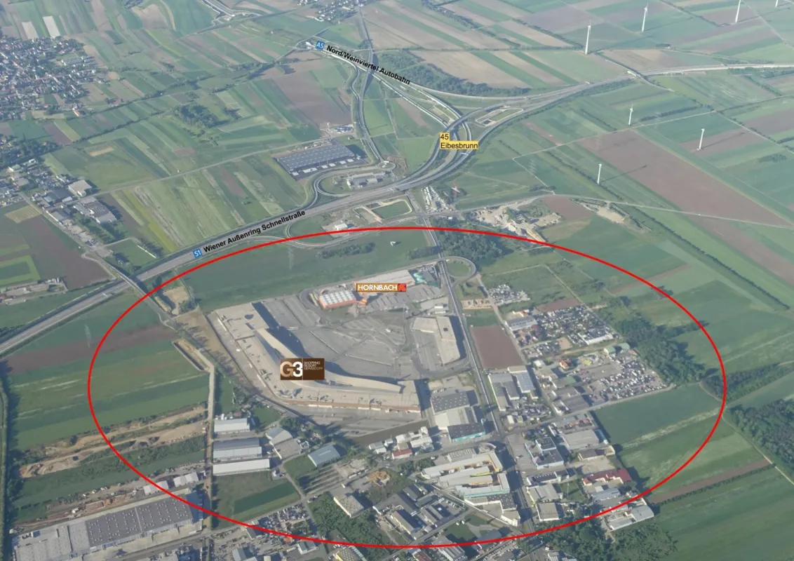 Seyring / Lagerhallen (ca. 2.400 m² bis ca. 6.500 m²) & Freiflächen (ca. 3.300 m² bis ca. 13.850 m²) in TOP-Lage nahe G3 Gerasdorf zu mieten - Bild 1